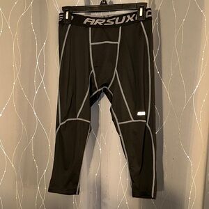 ARSUXEO Men’s Large Black and Gray Compression Exercise Pants